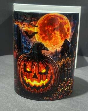 Halloween Pumpkin Mug Spooky Haunted House Jack-O'-Lantern
